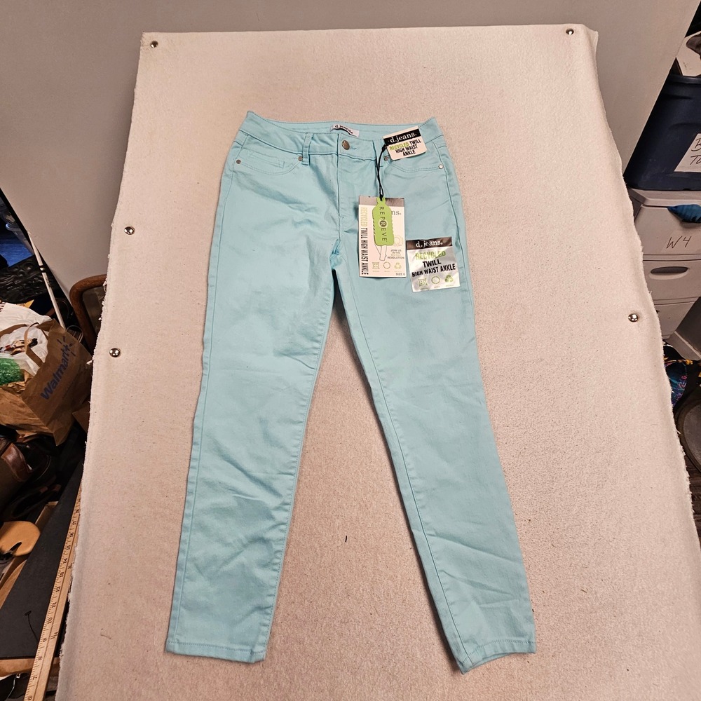 d.jeans Recycled Twill High Waist Ankle Pants Light Blue Aqua Size 6
